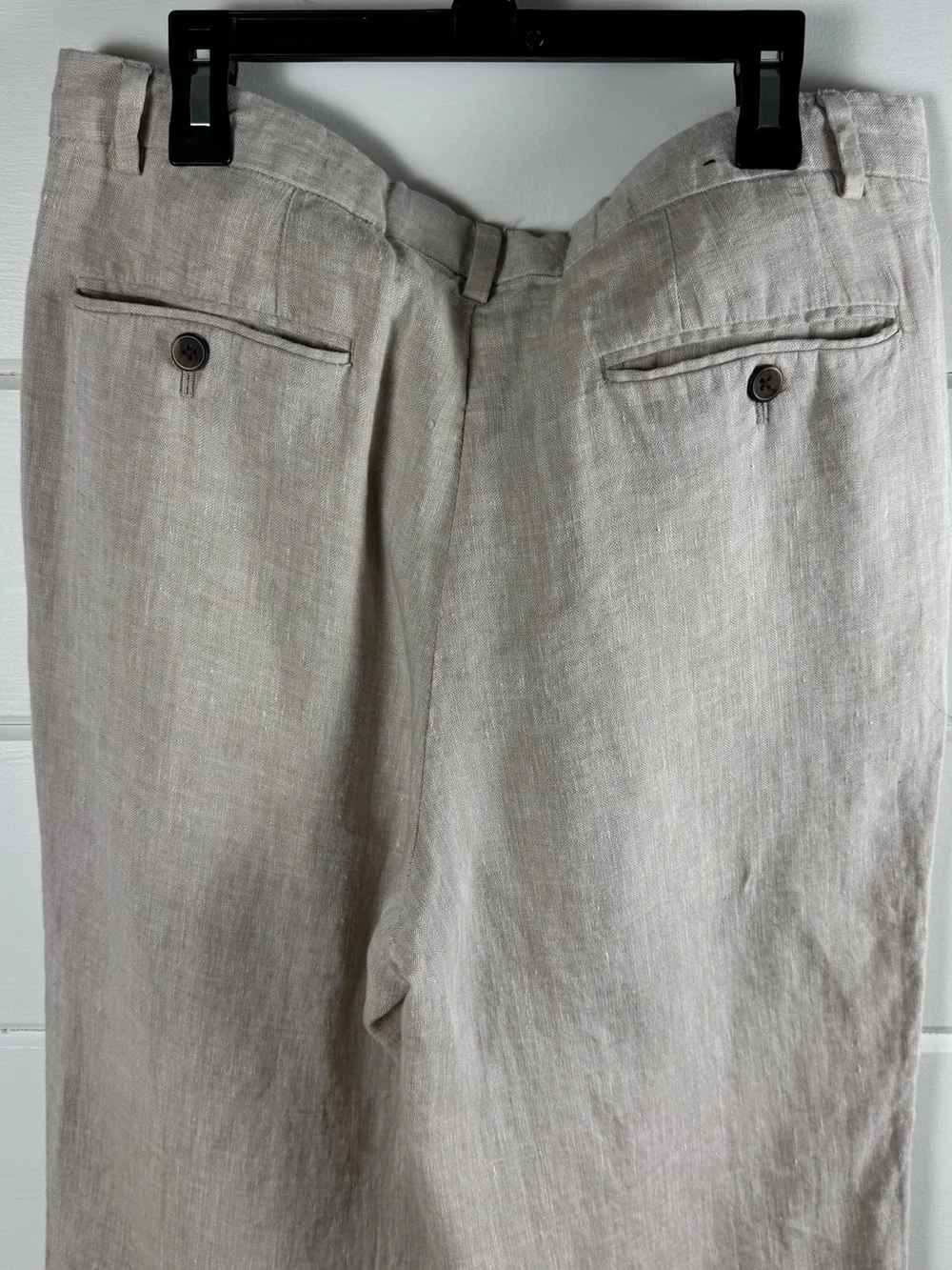 Claiborne 100% Linen Pants Men’s 30x32 Beige Flat Front Casual Lightweight